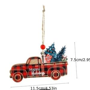 Christmas Decorations Wooden Check Car